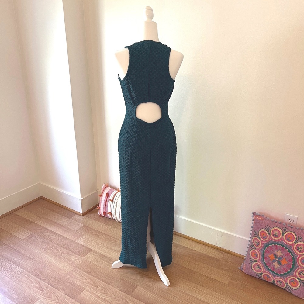 Donna Morgan Green Popcorn Texture Open Back Maxi Dress Sz 4 Sleeveless Bodycon
